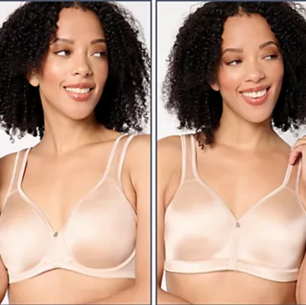 QVC Breezies Signature Shine Unlined Underwire Support Bra-Sunbeige